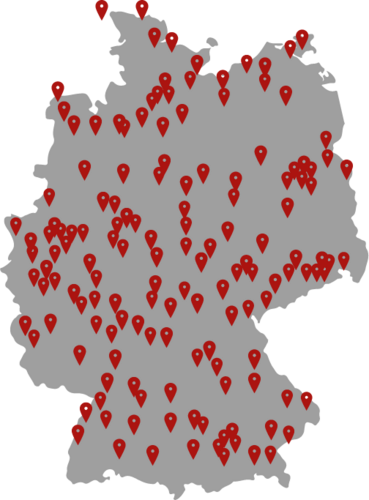 Deutschlandkarte mit Kundenstandorten